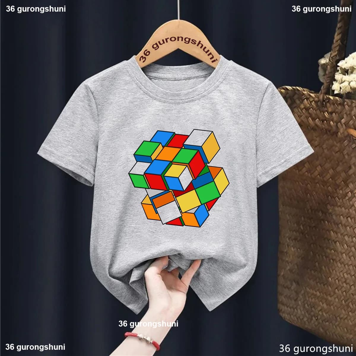 T-Shirt For Boys Funny Magic Block Graphic Print Kids Tshirt Summer Casual Boy Clothes Cute Toddler T Shirt Birthday Gift Tops