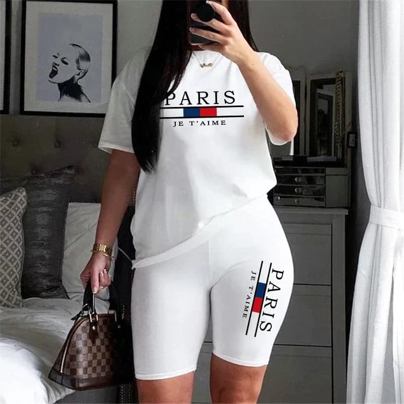 Women T-Shirts New Quality Casual Woman Clothing Summer Two Piece Set for O-Neck Shorts Daily Short Sleeve Tracksuit Hot Sales