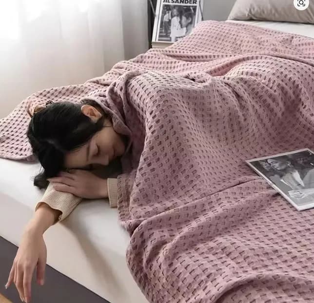 Waffle Plaid Blanket 100% Cotton Summer Bed Throw Thin Quilt Knitted Bedspread Home Sofa Coverlets Throw Blankets Girl Boy