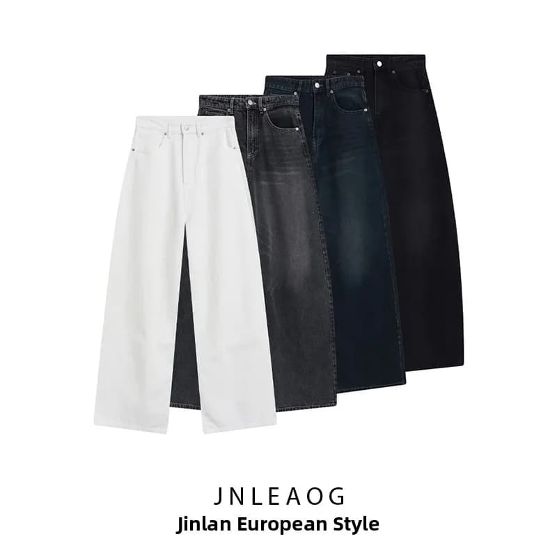 High Waist Wide Leg Jeans Women's Fashion Versatile Design Spring New Style Casual Pants Polyester Fabric Teen Girls