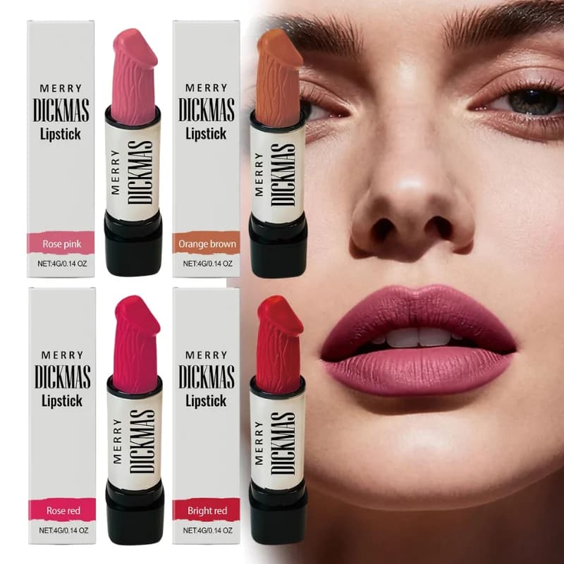Bright Red Shaped Lip Makeup For Holiday Parties Lasting Waterproof Novelty Design Bright Red Lipstick Smooth Velvet Lipstick