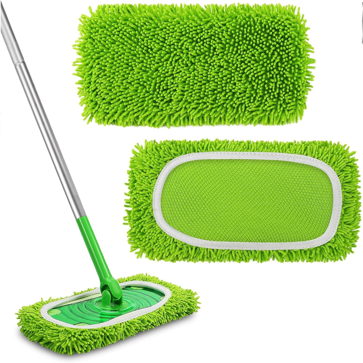 2 Pack Reusable Dry Sweeping Cloths Microfiber Wet Mop Pads Compatible with Swiffer Sweeper Mop Replacement