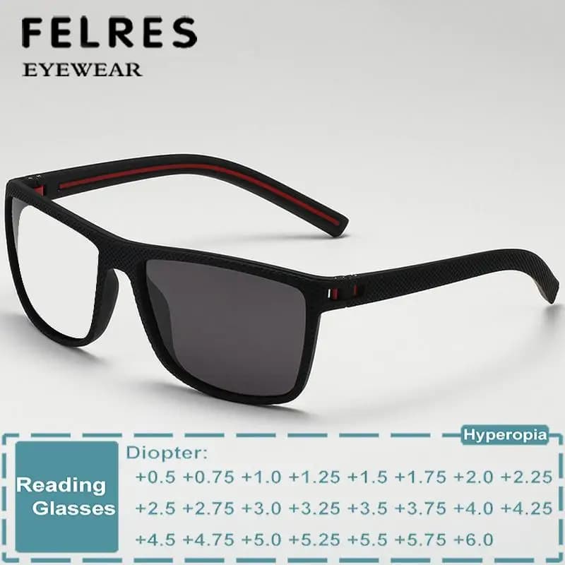 Men Prescription Glasses Square Photochromic Reading Glasses Finished Presbyopic Glasses Fashion Outdoor Discolored Readers
