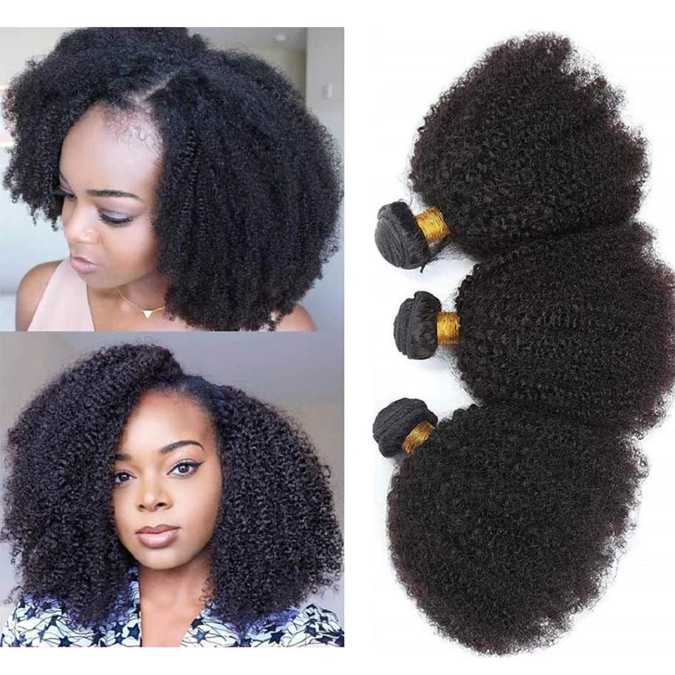 Afro Kinky Curly Bundles Human Hair Bundles Deal Brazilian 1/3 Afro Kinky Curly Hair Extensions Curly Human Hair Weave For Women