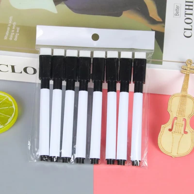 8pcs Erasable Whiteboard Marker Wall Plastic Color Core Black Marker Children's Handmade Marker Gifts School Supplies
