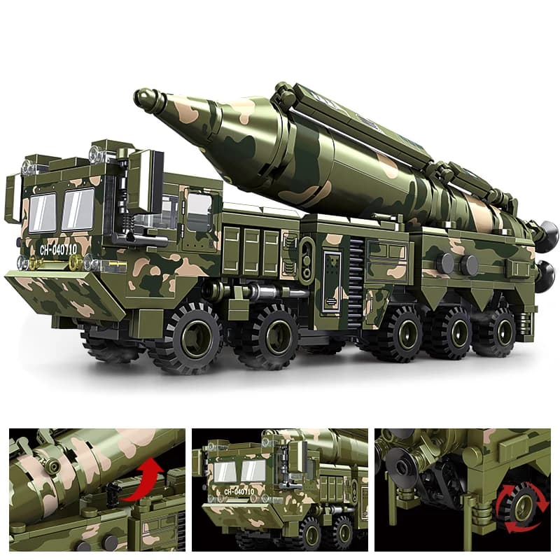 Missile Vehicle Building Blocks Military Truck Brick Tank Building Blocks Missile Launcher Model Boys Toys Kids Toys