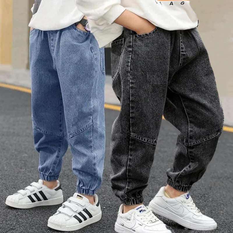 Boys Denim Pants Elastic Waist Trousers Spring Autumn New Jeans Teenager Kids Boys Fashion Sports Casual Clothes 2-12 Years