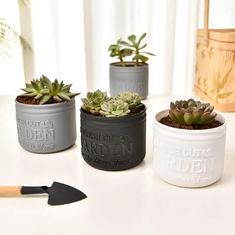 1Pc Flower Pot Round Planters Succulents Plant Pot Office Desktop Balcony Home Garden Decoration Outdoor Potted