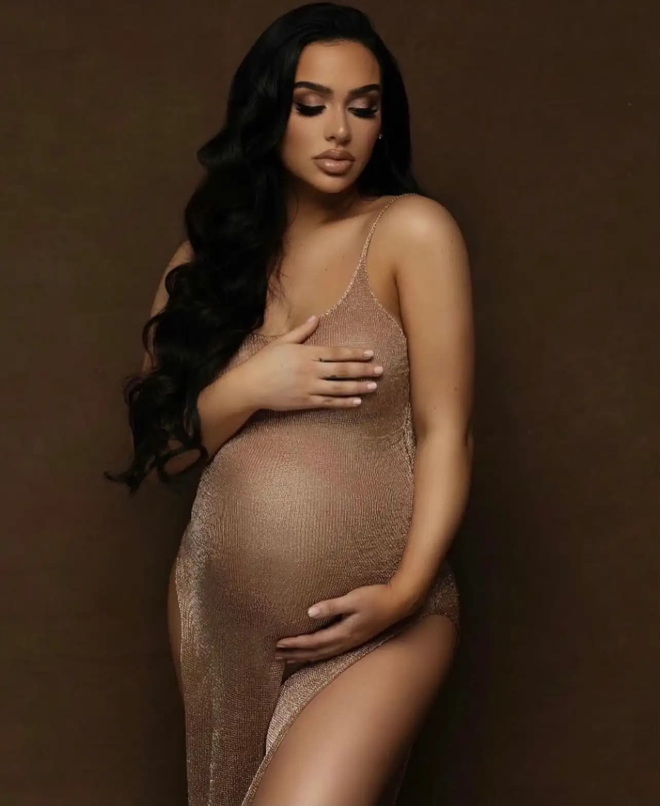 Maternity Dresses for Photo Shoot Pregnancy Dress Photography Shoot Gold Knitted Robe Clothing Props