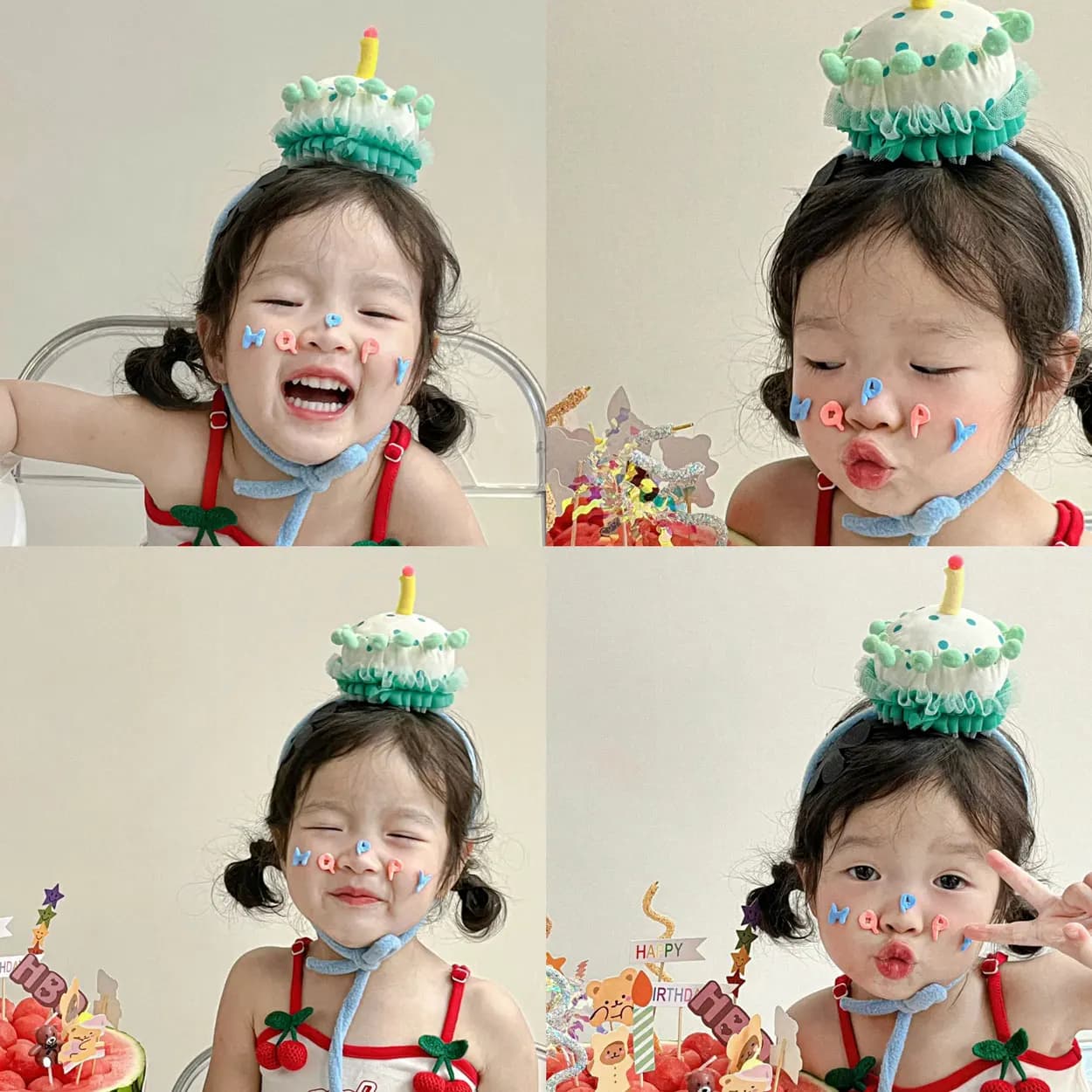 Birthday Atmosphere Props Children's Headwear Hats Girls Boys Scene Photography Balloons Celebratory Festive Accessories