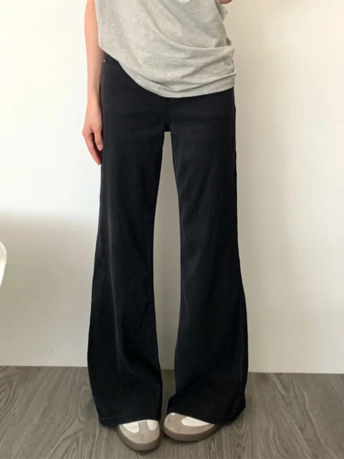 Black Loose Fit High Waist Wide Leg Jeans Women's Spring Autumn Straight Flared Trousers Comfortable Slimming Denim Pants