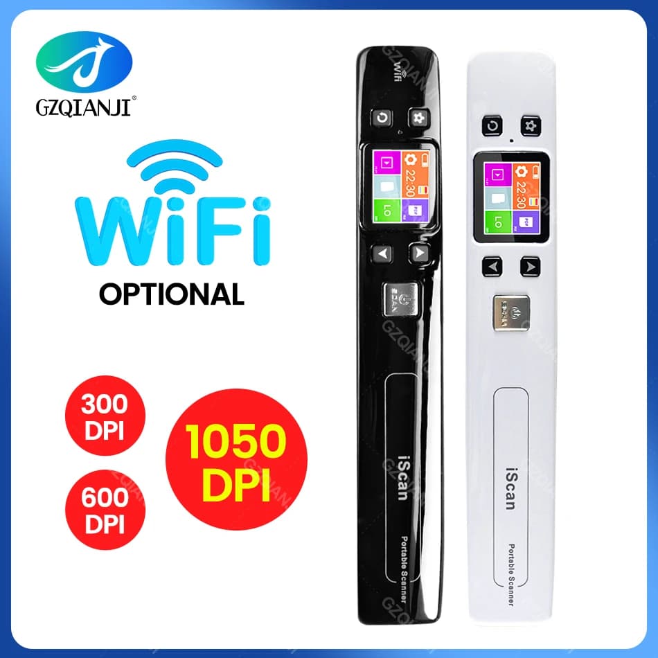 Iscan02 Portable Handheld Digital Wireless Wifi 1050DPI LCD office Scanner Document Photo JPG PDF Receipts A4 Mini Handy Scanner
