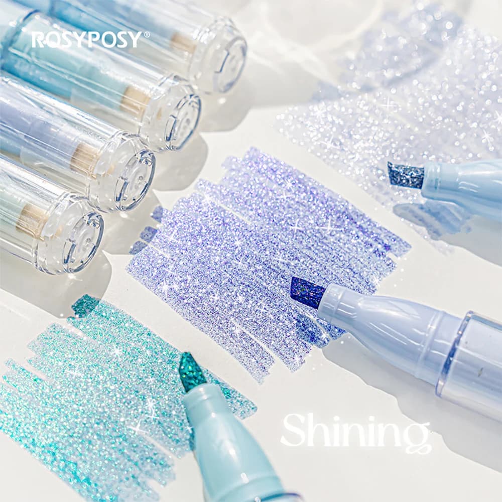 2 Styles 4pcs/Box Sparkling Colorful Beamy Highlighters Glowing Fluorescent Pens Creative School Supplies for Students Kids Tool