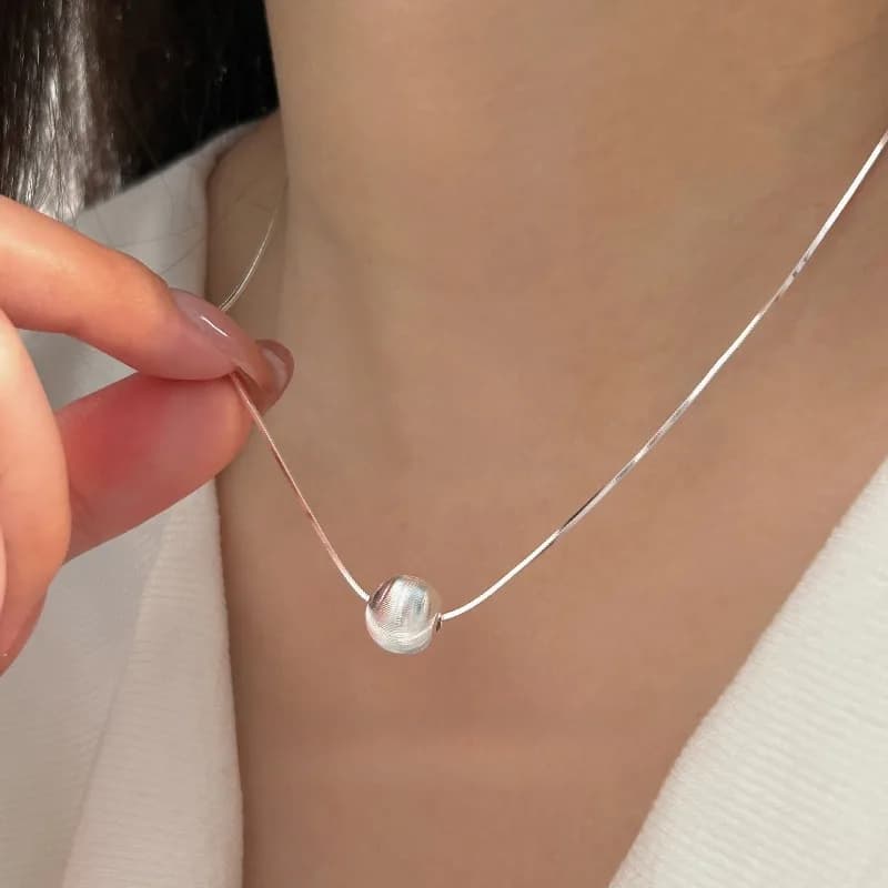 925 Sterling Silver Necklace Bead Pendant Simple for Women Wedding Engagement Jewelry Fashion Classics Gift Party High quality
