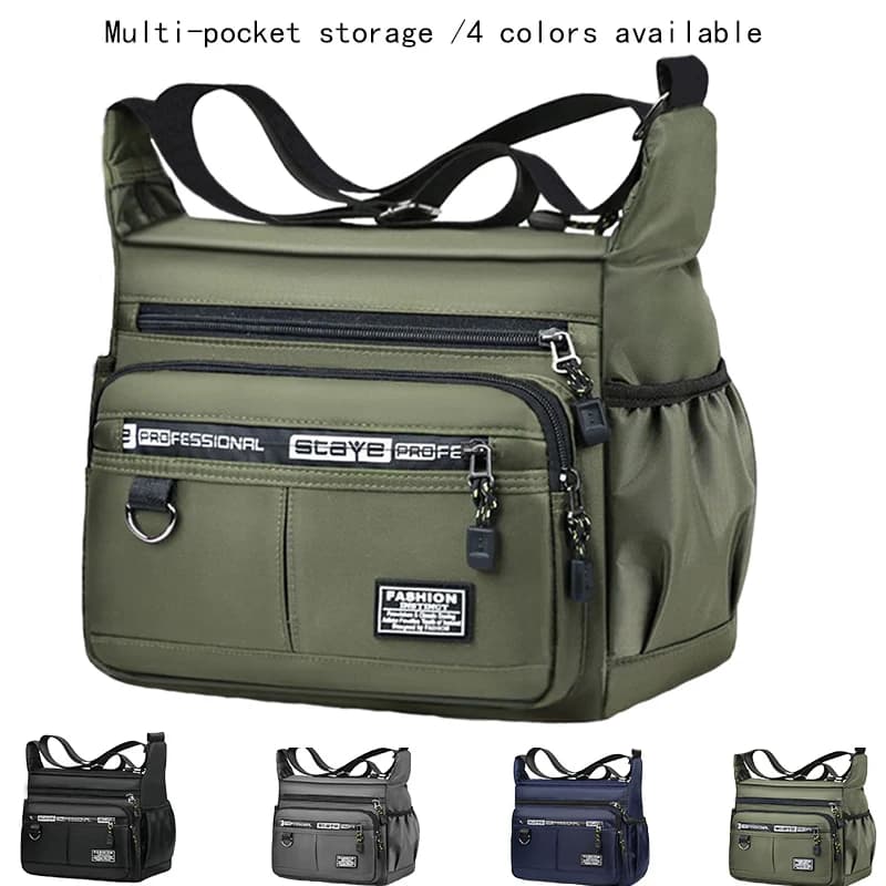 Men's Business Crossbody Bag with Multi-Layered Pockets Adjustable Shoulder Strap for Work Travel