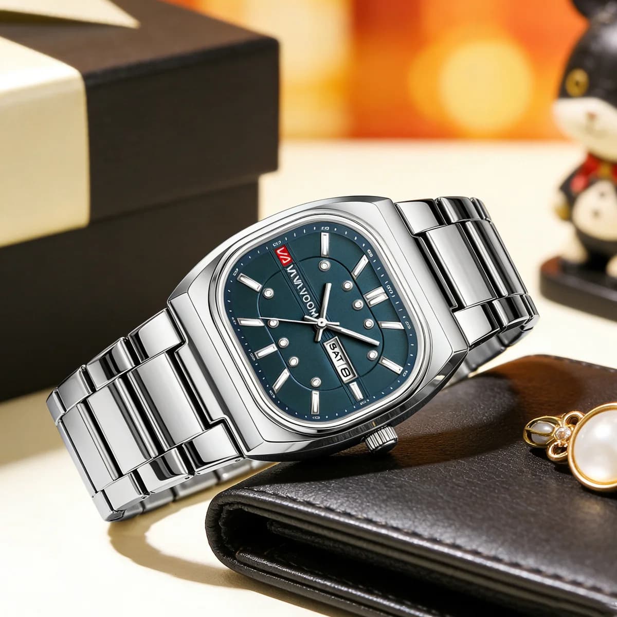 Hot selling 2026 Top Brand Quartz Watches Men 40mm Square Movement Analog Diving Series Clock Silver Steel Watch for Men montre