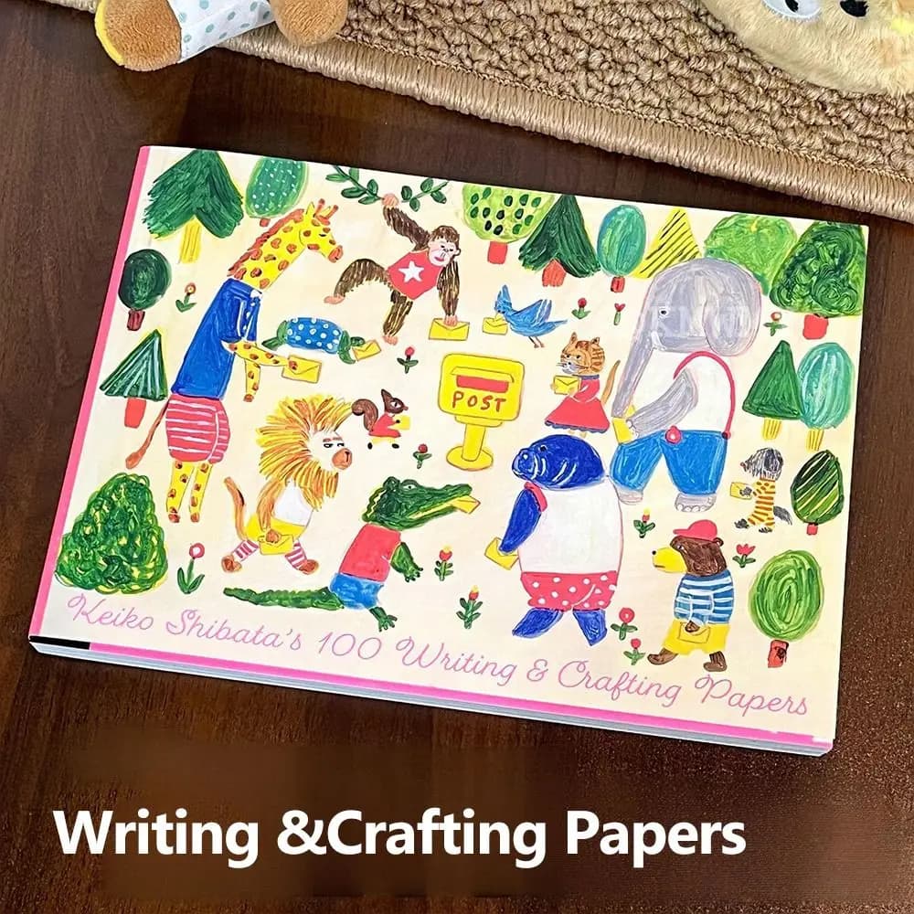 Cartoon Illustration Writing Crafting Papers 100 Sheets Multi-functional Materials Book DIY Scrapbooking Papers Students