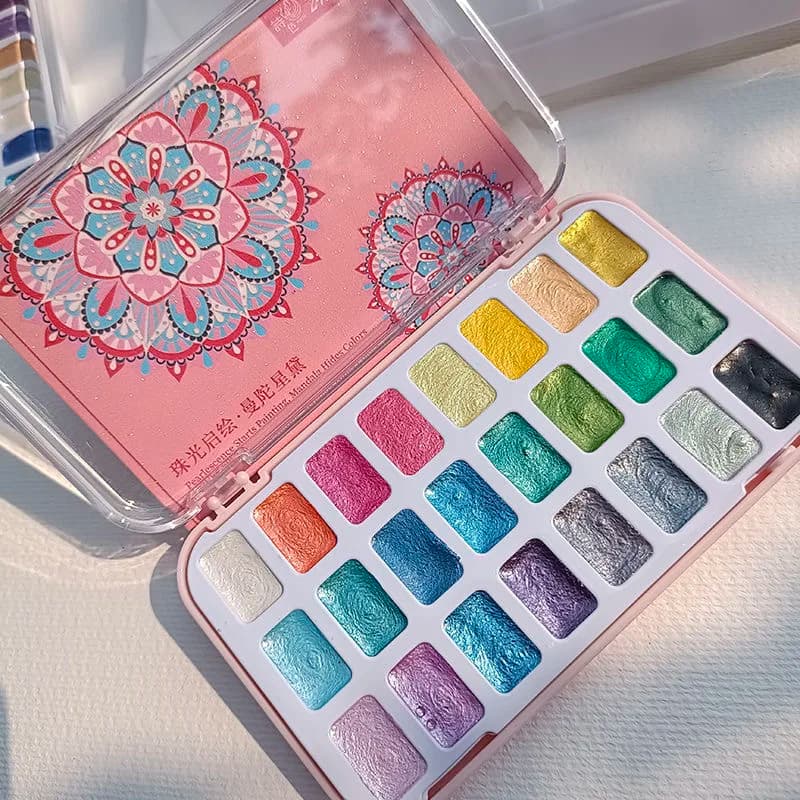 24-color pearlescent watercolor pigments, solid watercolor art painting tools, nail art painting clay dyeing
