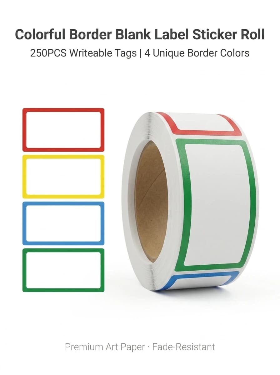 250Pcs/Roll Name Storage Books Classify Stickers,4 Designs 1.0*1.8in DlY Decor Label Perfect For Office Use Home Storage Kitchen