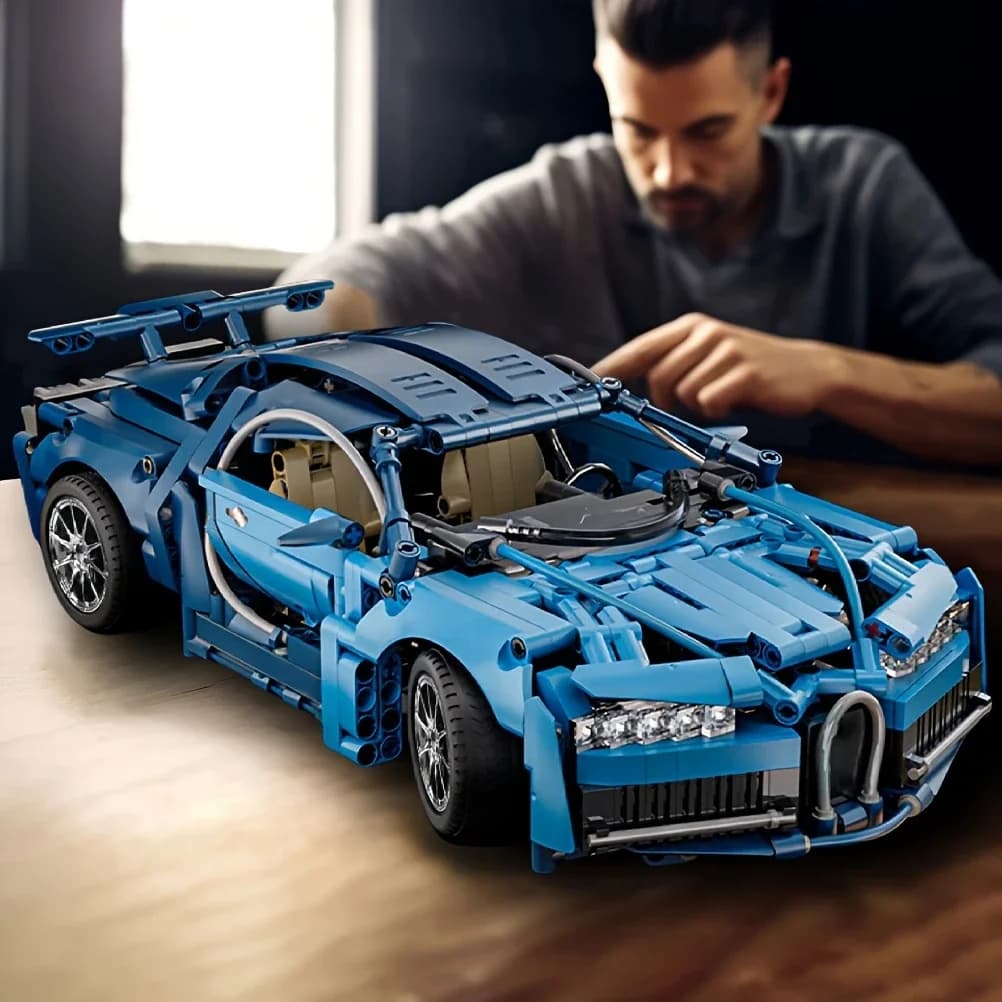 1690 Pieces, Blue Racing Building Block Toys, Abs Materials, Manual Toy Building Blocks Assembly, Home Furnishings, Office Desk Decoration