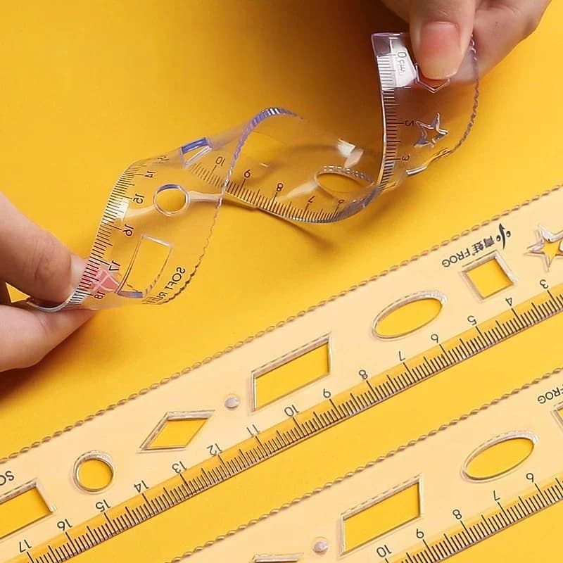 Rulers Stationery Plastic Soft Clear Portable Colorful Student Rulers for School Home Office