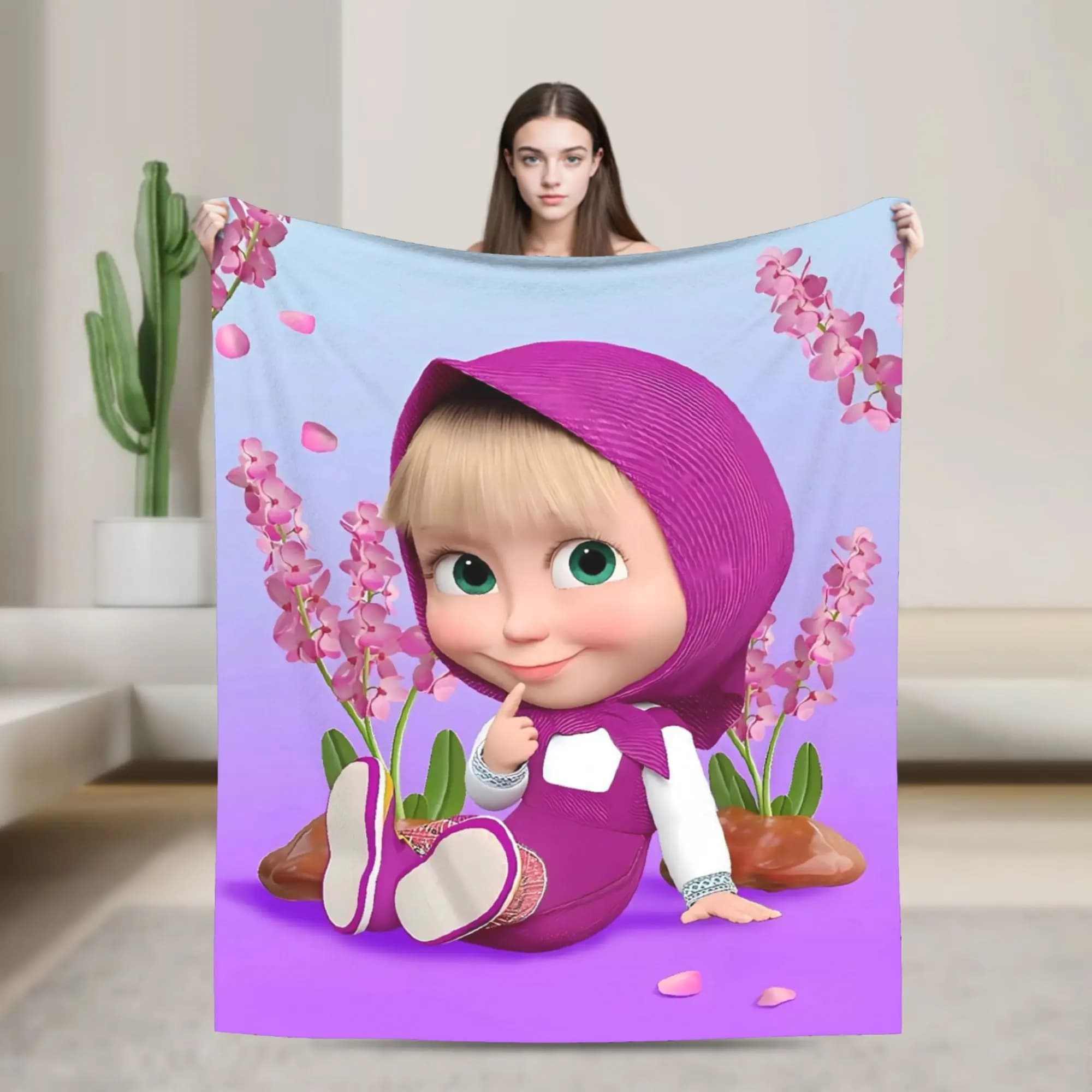 Blankets Soft Warm Street M-Mashas and B-Bears Trend Plush Throw Blanket For Couch Chair Sofa Bed Picnic Flannel Bedspread Bed