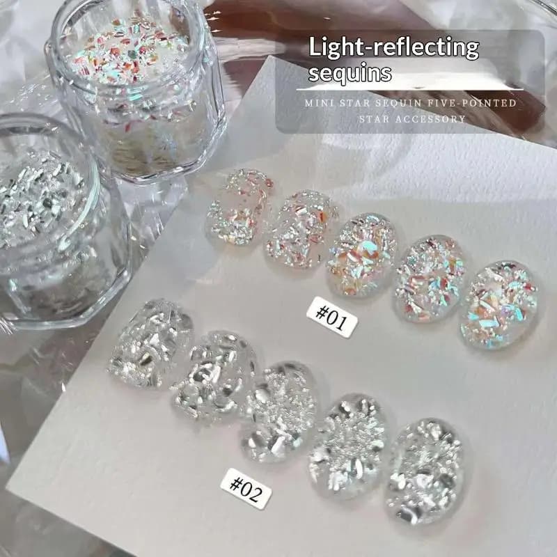 Nail Art Glitter Sequins with Blinking Effect for DIY Designs and Glamourous Looks