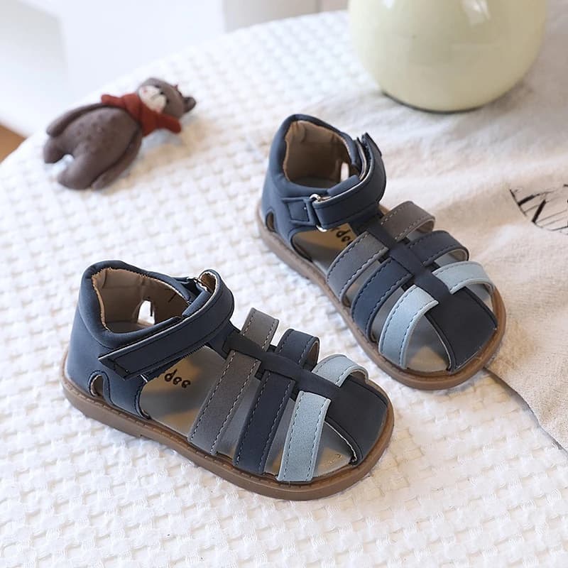 Boys Summer Closed Toe Sandals Anti-Collision Soft Sole Beach Shoes Non-Slip Rubber Bottom Toddler Casual Footwear 21-30