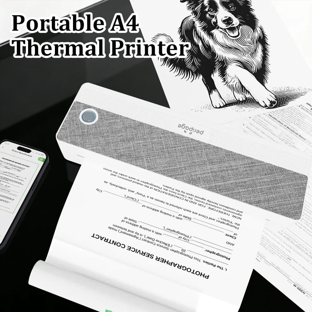 Peripage Portable A4 Thermal Printer No Ink Bluetooth A4 Paper Tattoo Picture HD Printing Mini Printer For Office Study Tattoos