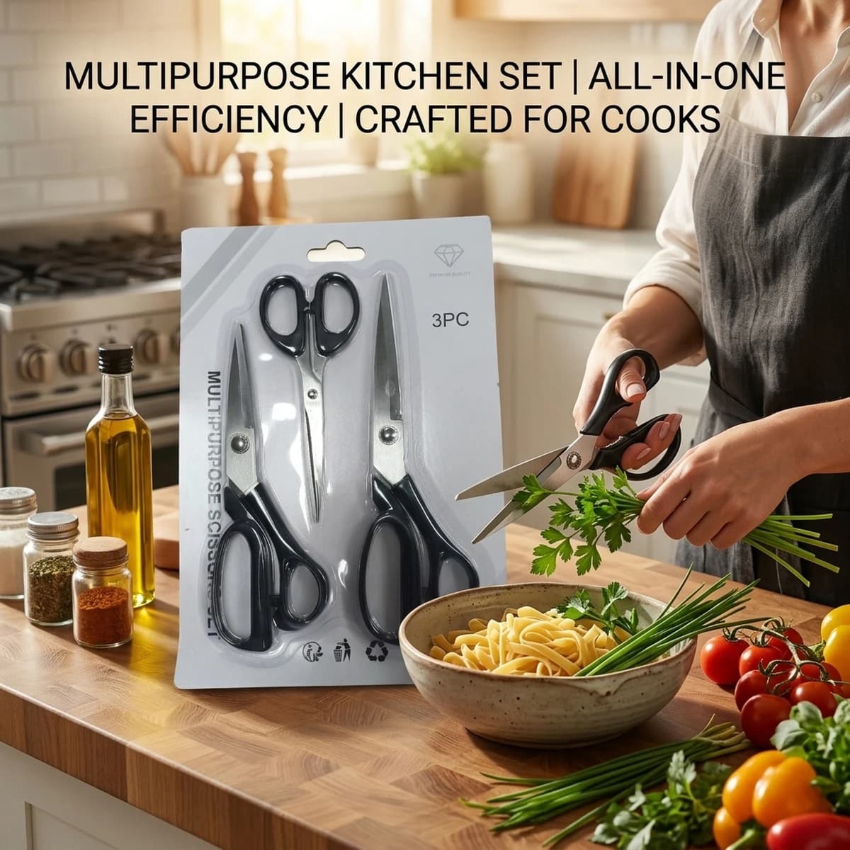 3pcs Stainless Steel Scissors Office Scissors Household Tailor Scissors Sewing Combination Scissors Multifunctional Hand Scissor