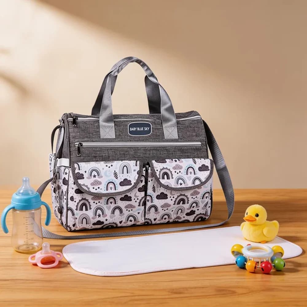 New Fashionable Cloud-Printed Single-Shoulder Mommy Bag; Multi-Functional Large-Capacity Cross-Body Mother-And-Baby Bag; Portable Maternity Tote Diaper Bag for Outings