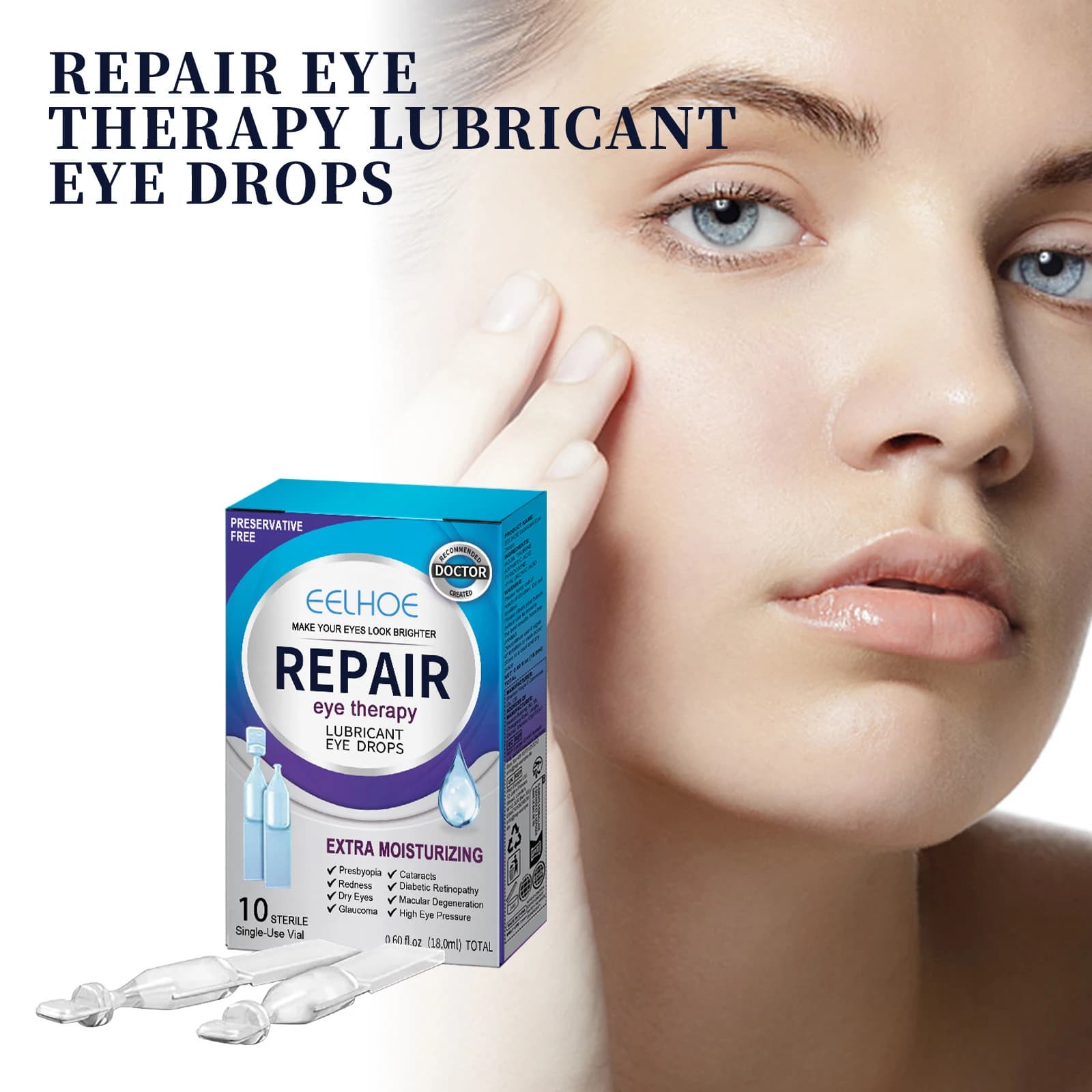 Eye Drops: Eye Care Solution for Relieving Redness, Dizziness, Eye Fatigue, Dryness, Blurred Vision, and Moisturizing Eyes