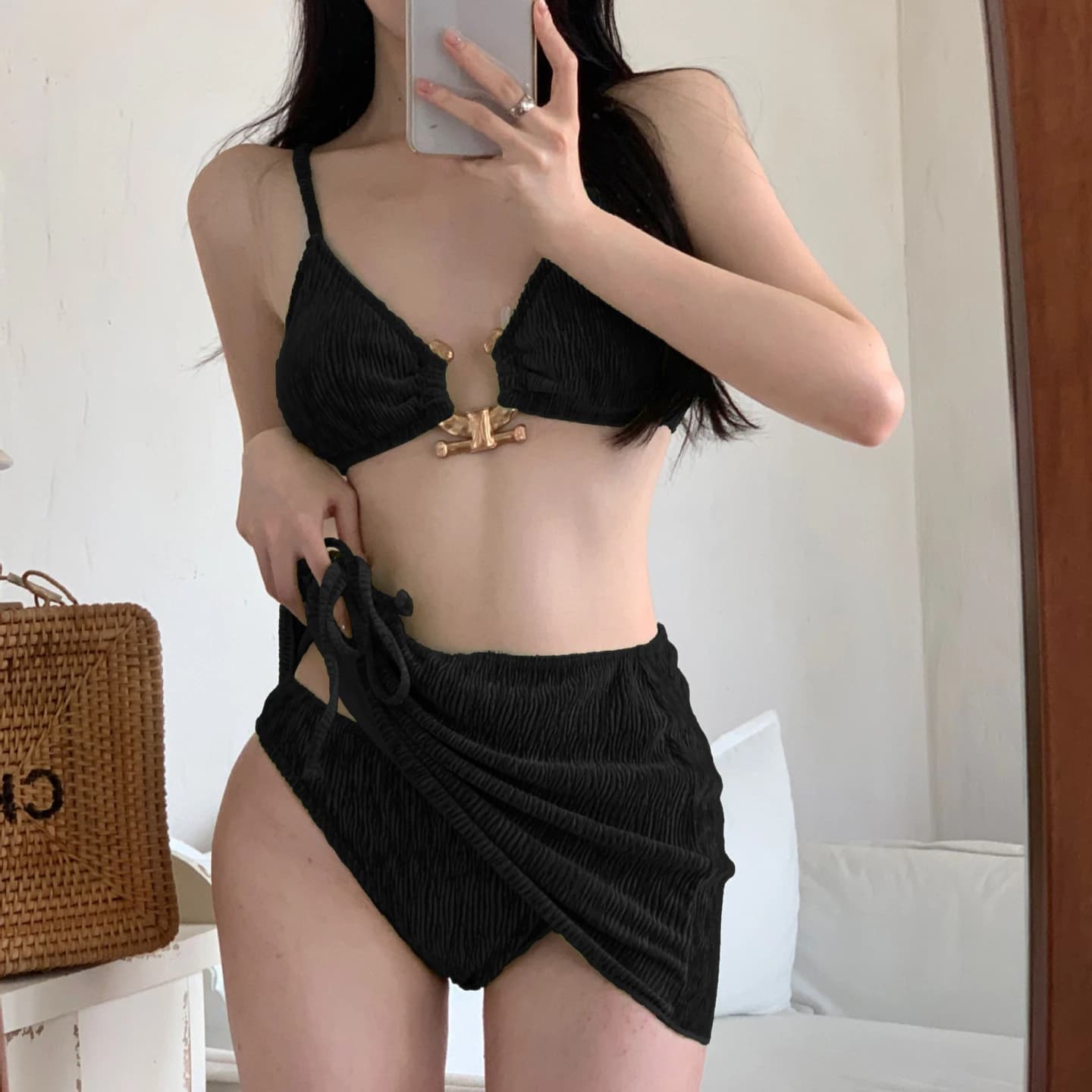 Bikini Three Piece Set Ins Style Split Swimsuit Vacation Beach Hot Elegant Fashionable High-end Women's Clothing 3 Colors
