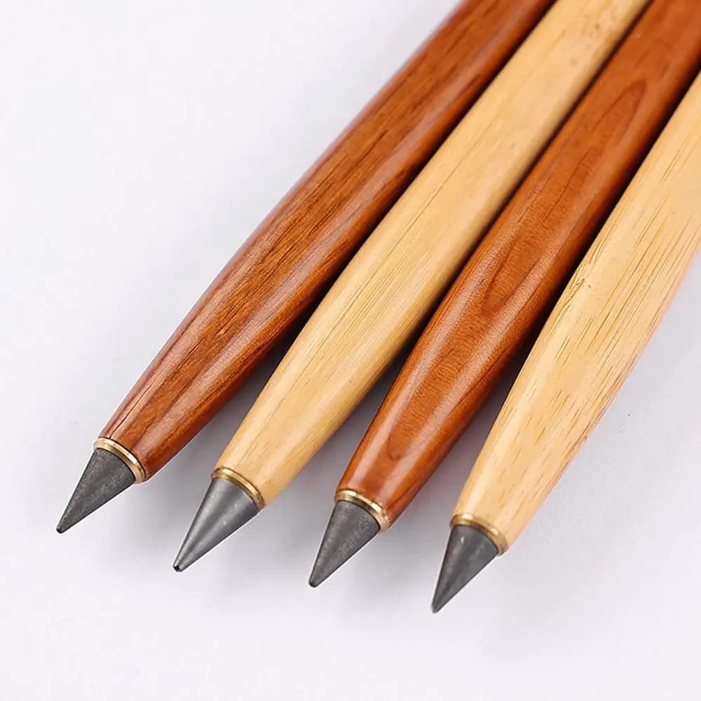 1pc Wooden Unlimited Writing Pencil New Technology No Ink Eternal Pencils Signature Pen Stationery Learning Office Supplies