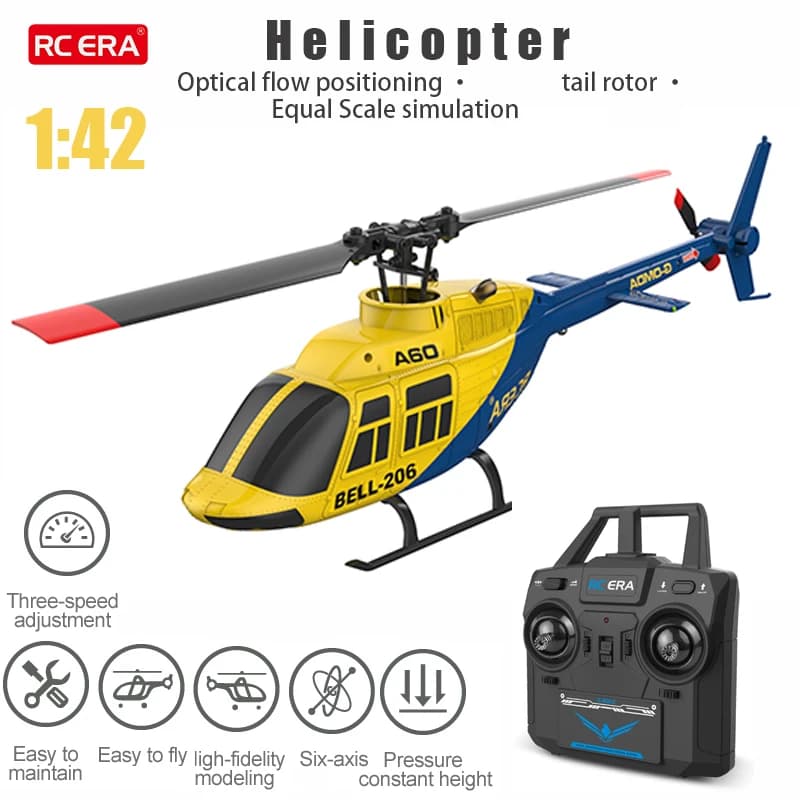 RC ERA A60 Rc Plane Helicopter 2.4G 6-Aixs Gyroscope 6ch Altitude Hold Optical Flow Bell 206 Mini Remote Control Helicopter Toys