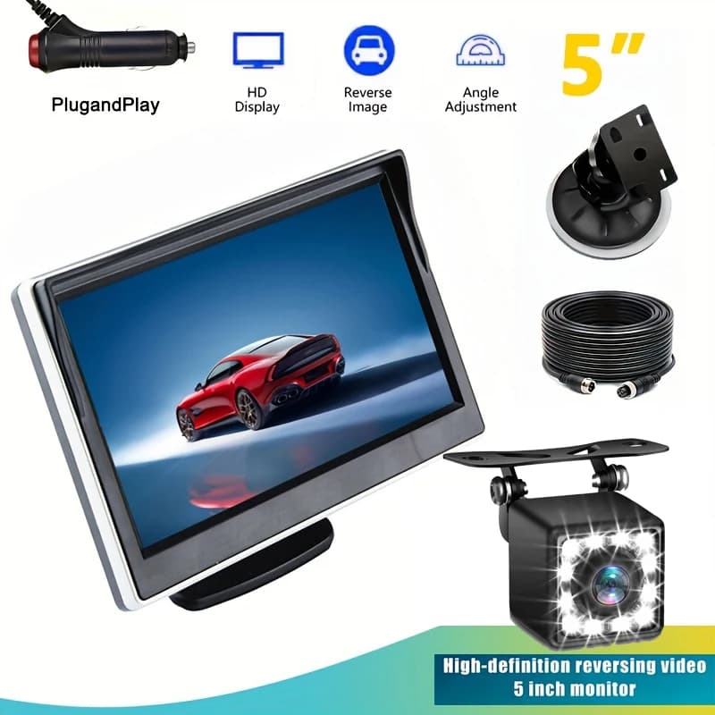 [5-Inch Car Monitor] 5-Inch HD Car Monitor | Integrated Display Screen with Backup Camera, Night Vision, Reversing Imaging,
