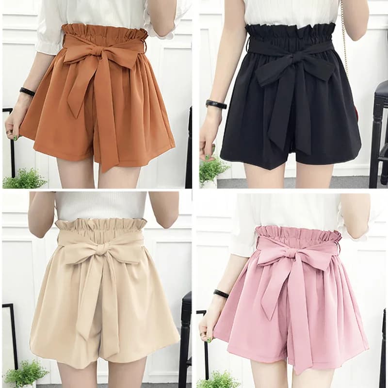 Female Shorts Summer Women Shorts High Waist Loose Chiffon Shorts