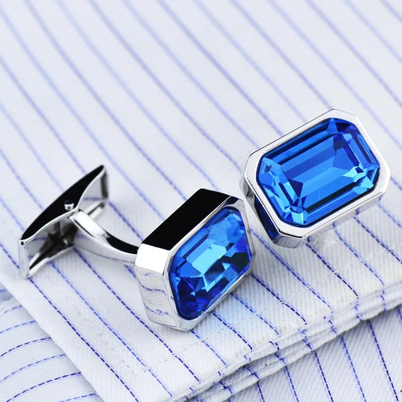 Cufflinks Men's Unisex French Shirt Suit Business Banquet Wedding Party Gifts Classic High Grade Simple Blue Cuff Links