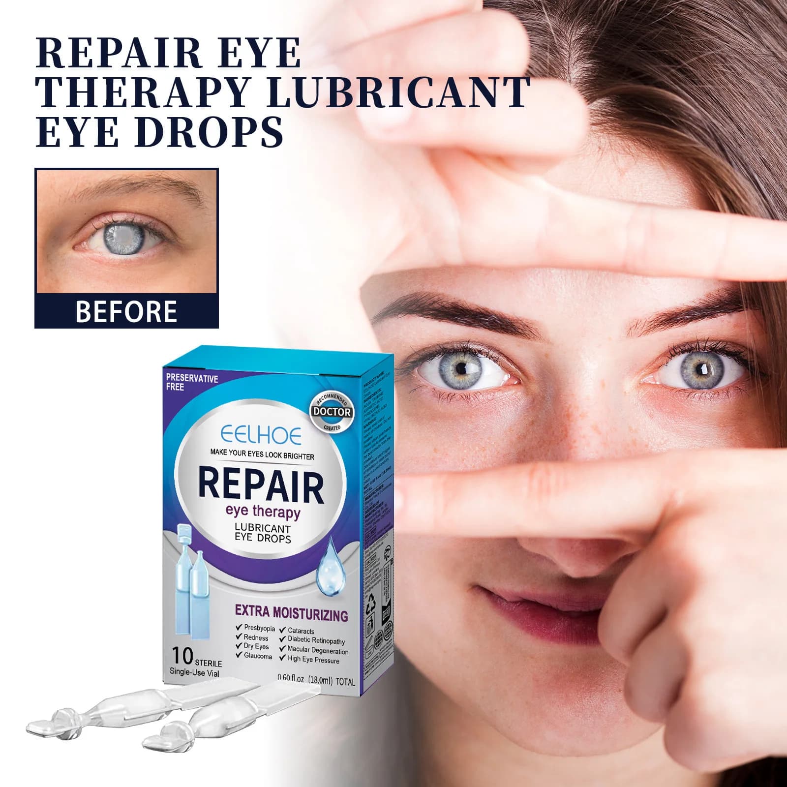 Eye Vision Restore Drops Improve Presbyopia Myopia Cataracts Relieve Eyes Pain Dry Itchy Fatigue Blurred Vision Relax Eye