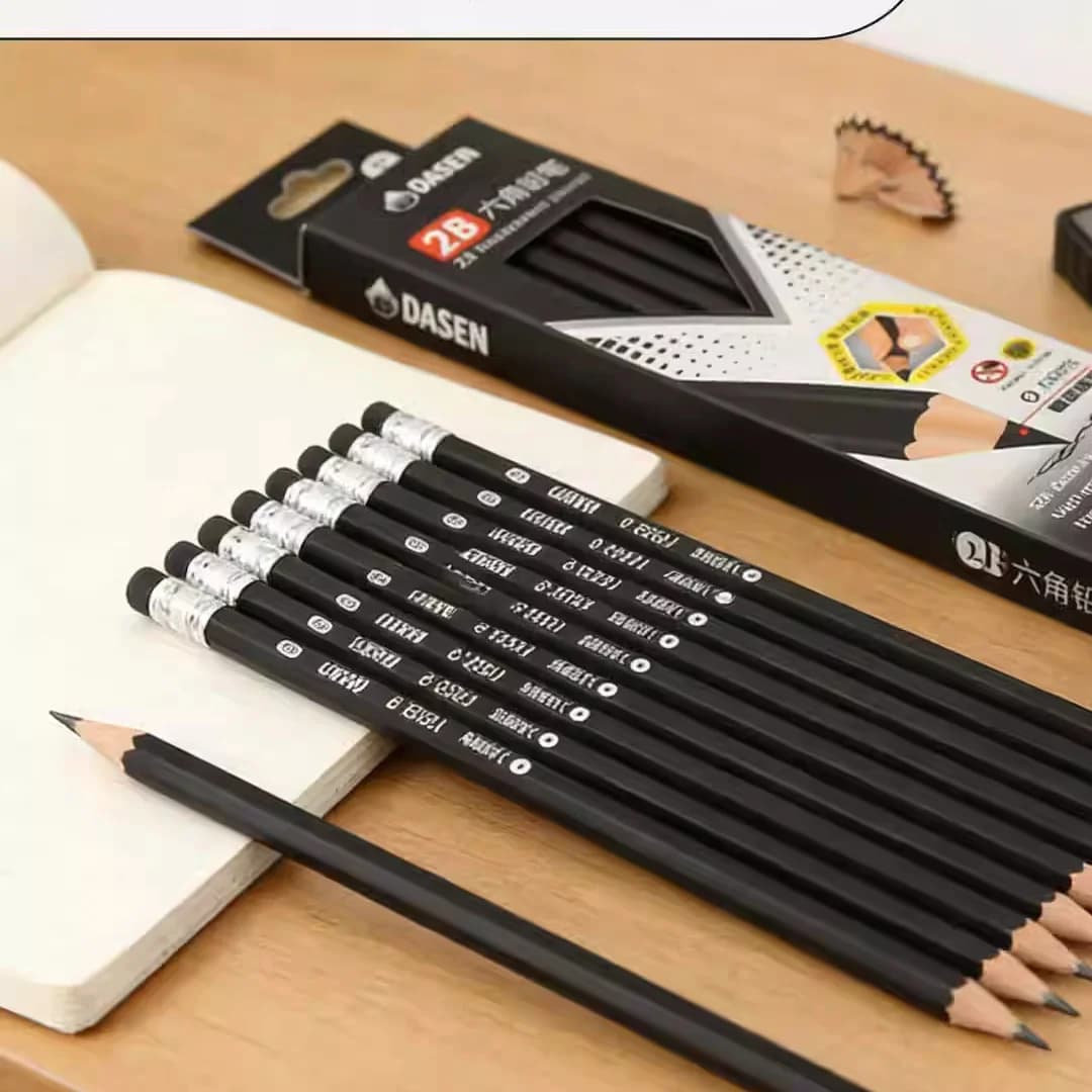 2B Pencils, Hexagonal Wooden Graphite Pencils with Eraser Tip, Pre-sharpened Smooth Writing Non-toxic Pencils, Back to School Su