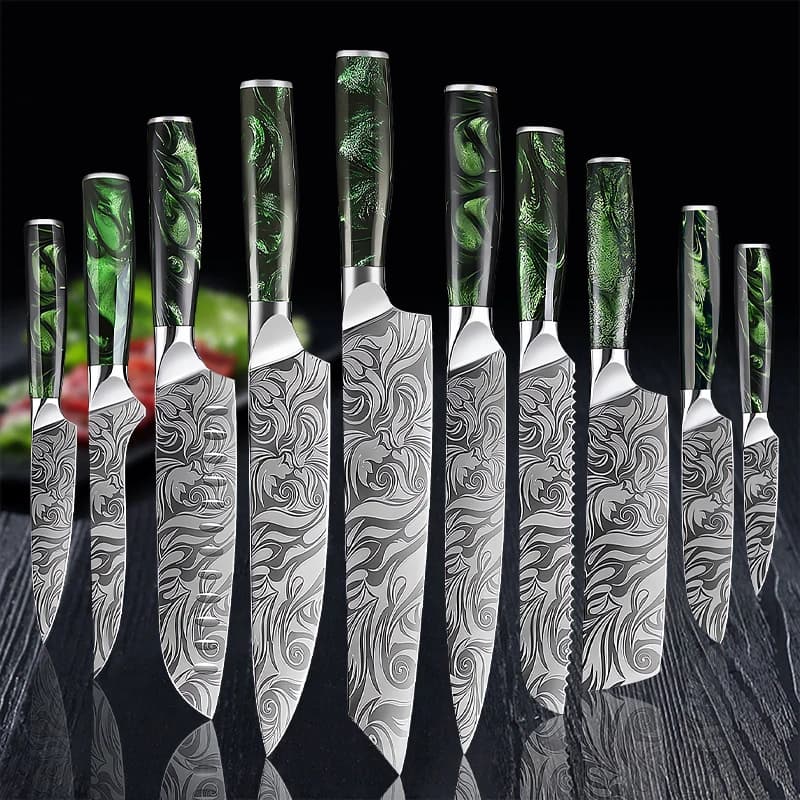 Kitchen Knife Chef Japanese Knife Laser Damascus Pattern Knife Cut Meat Fruit Bread Vegetable Boning Knife Slicing Utility Knife