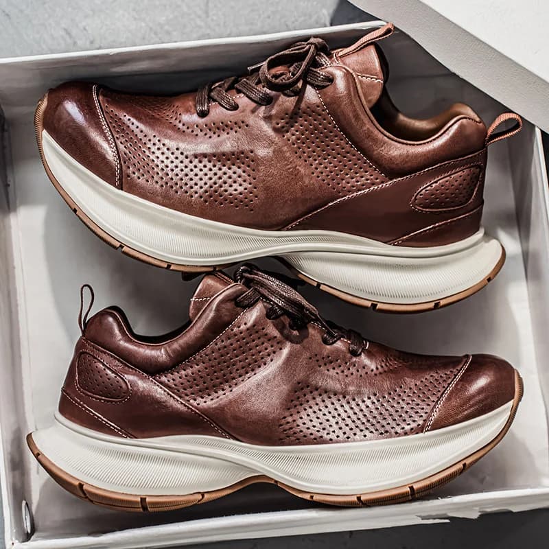 Men Vulcanized Shoes High Quality Casual Leather Men Shoes Hot Sale Trend Breathable Leisure Male Sneakers Non-slip Footwear