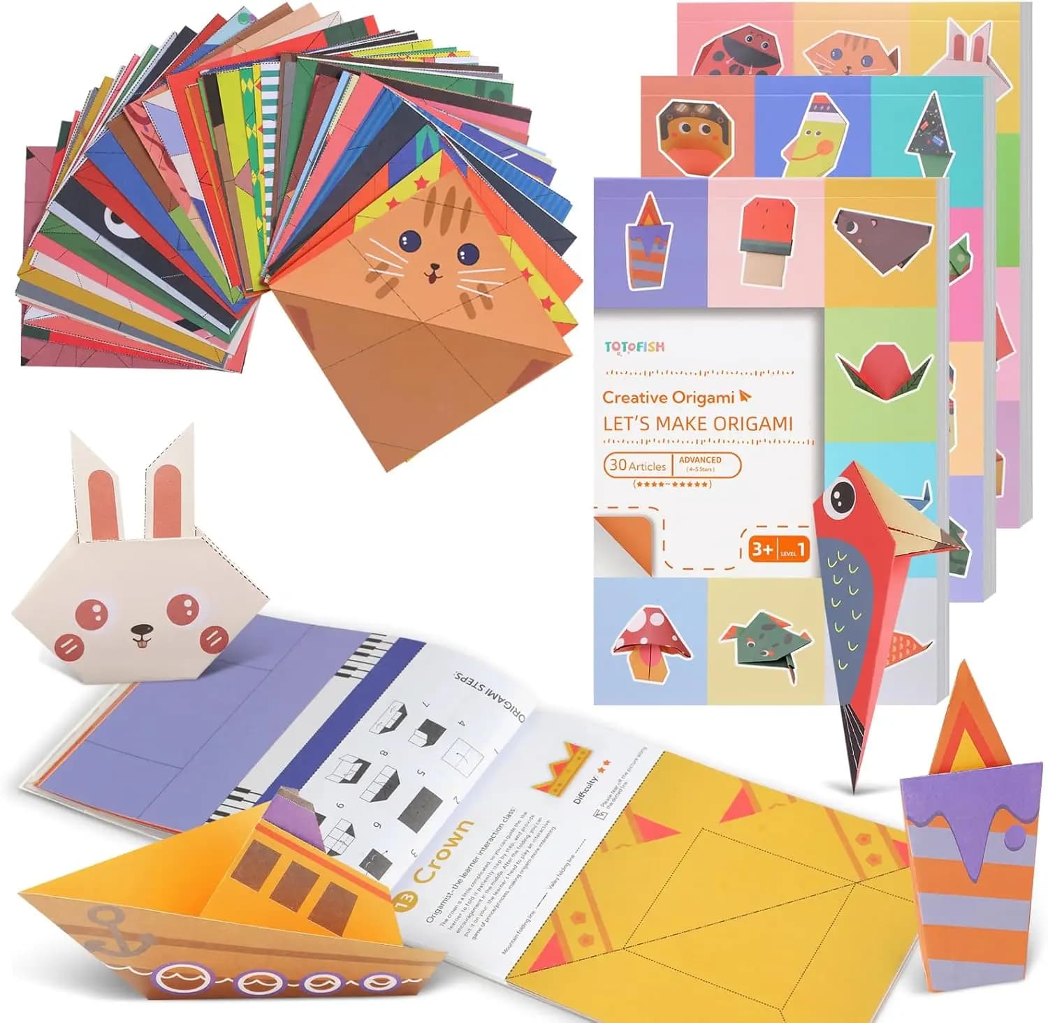 Origami Kit 96/30 Porjects Origami Paper Crafts DIY Art Craft Supplies Beginners Children Kids Boys Girls Gift Party Favors