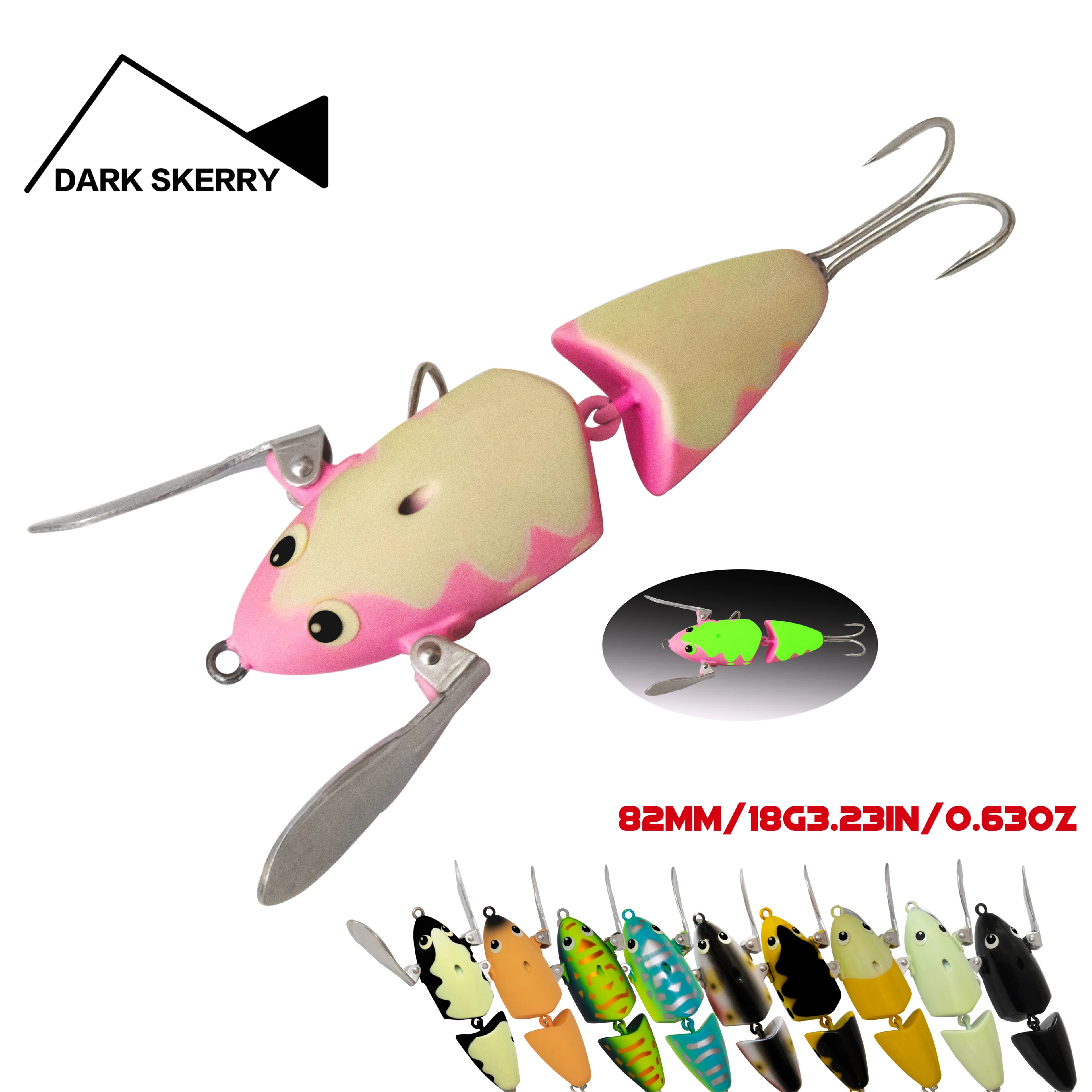 Topwater Catfish Lure 82mm/18g Floating Jointed Crawler Rattling Luminous Night Fishing Strong Surface Action Stable Swim