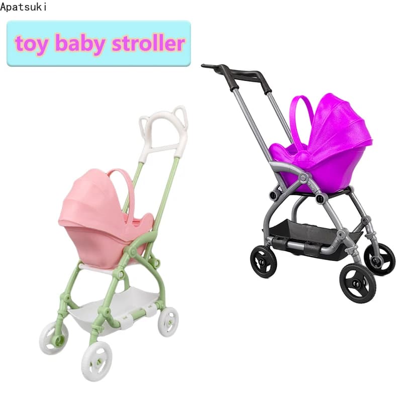1/12 Miniature Dollhouse Accessories Educational Toy DIY Assemble Playhouse Nursery Furniture Stroller Plastic Trolley