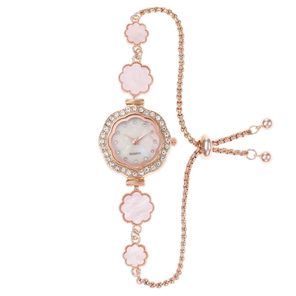 Women Watches Fashion Ladies Version Simplicity Rhinestone Petal Quartz Watch Casual Gifts Wristwatches Relogio Feminino Clocks