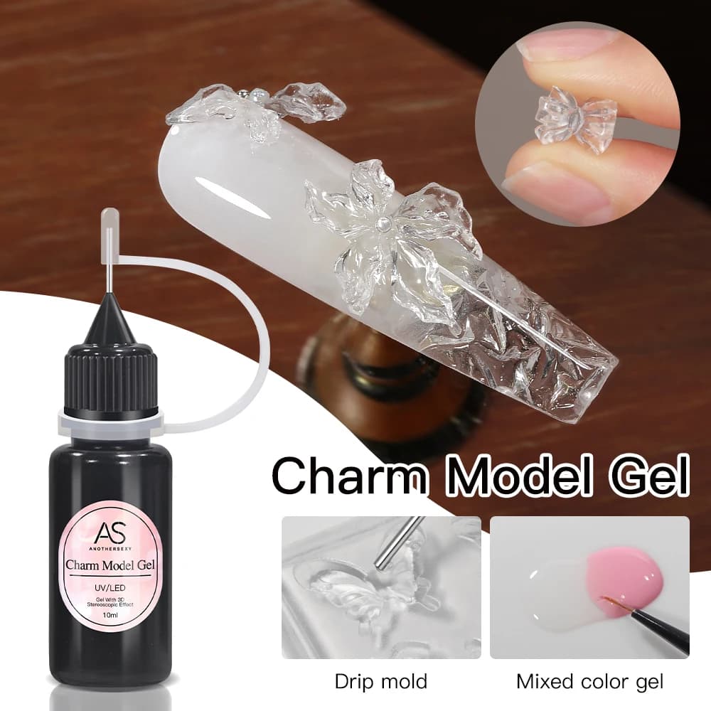 AS 10ml 3D DIY Design Nail Art Gel Nail Polish Tpo Free Clear 3D No Wipe Sculpture Modeling Varnish Gel for Made Nail Charms