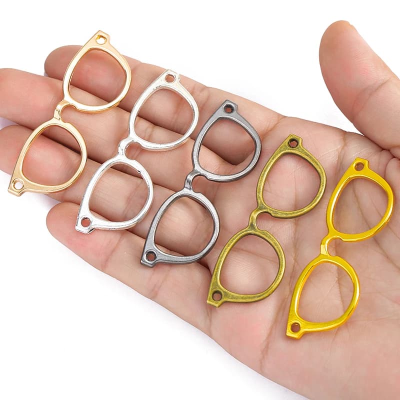 10pcs 5 Color glasses Charms Bags shoes Pendants Antique Charm Jewelry Making DIY Handmade Craft 19*55mm J214