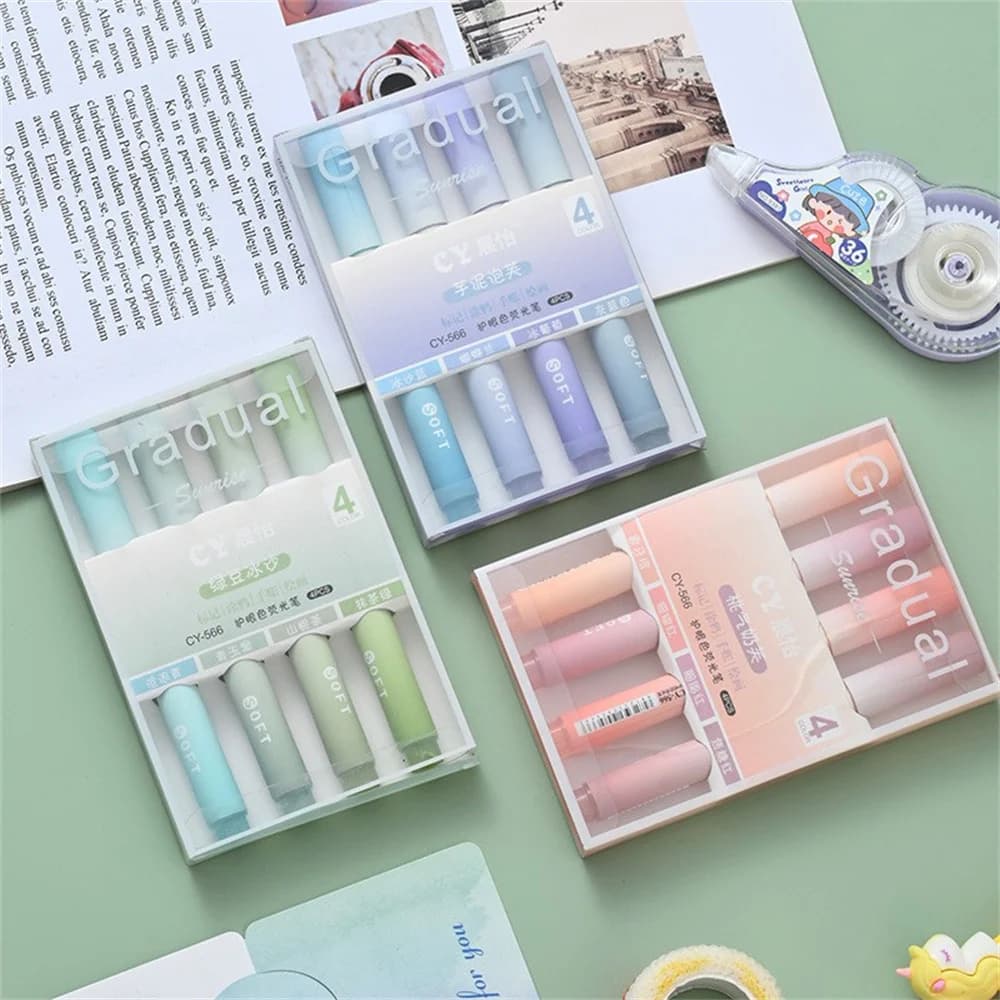 4pcs/set Kawaii Marker Pens Colorful Highlighters Painting Tools DIY Spot Liner Drawing Graffiti Markers School Office Supplies
