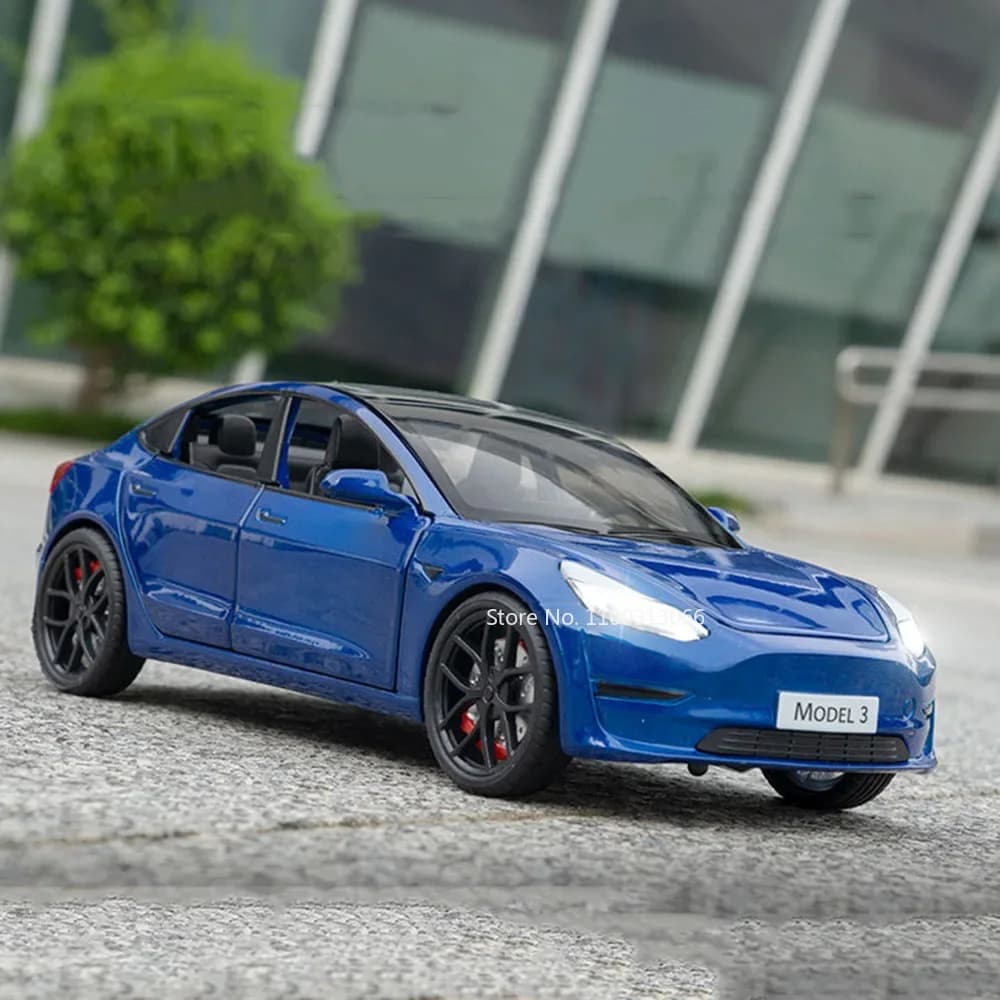 1:24 Model 3 Car Toys Alloy Diecasts Metal Vehicles Car Model With Sound Light Vehicle Toys For Children Gifts Collection